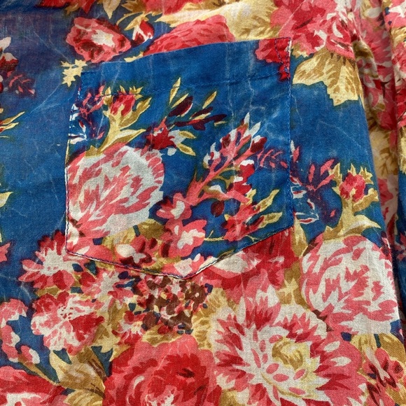 MNG Basics size 8 floral print blue and red blouse3/4 sleeve - Picture 5 of 16